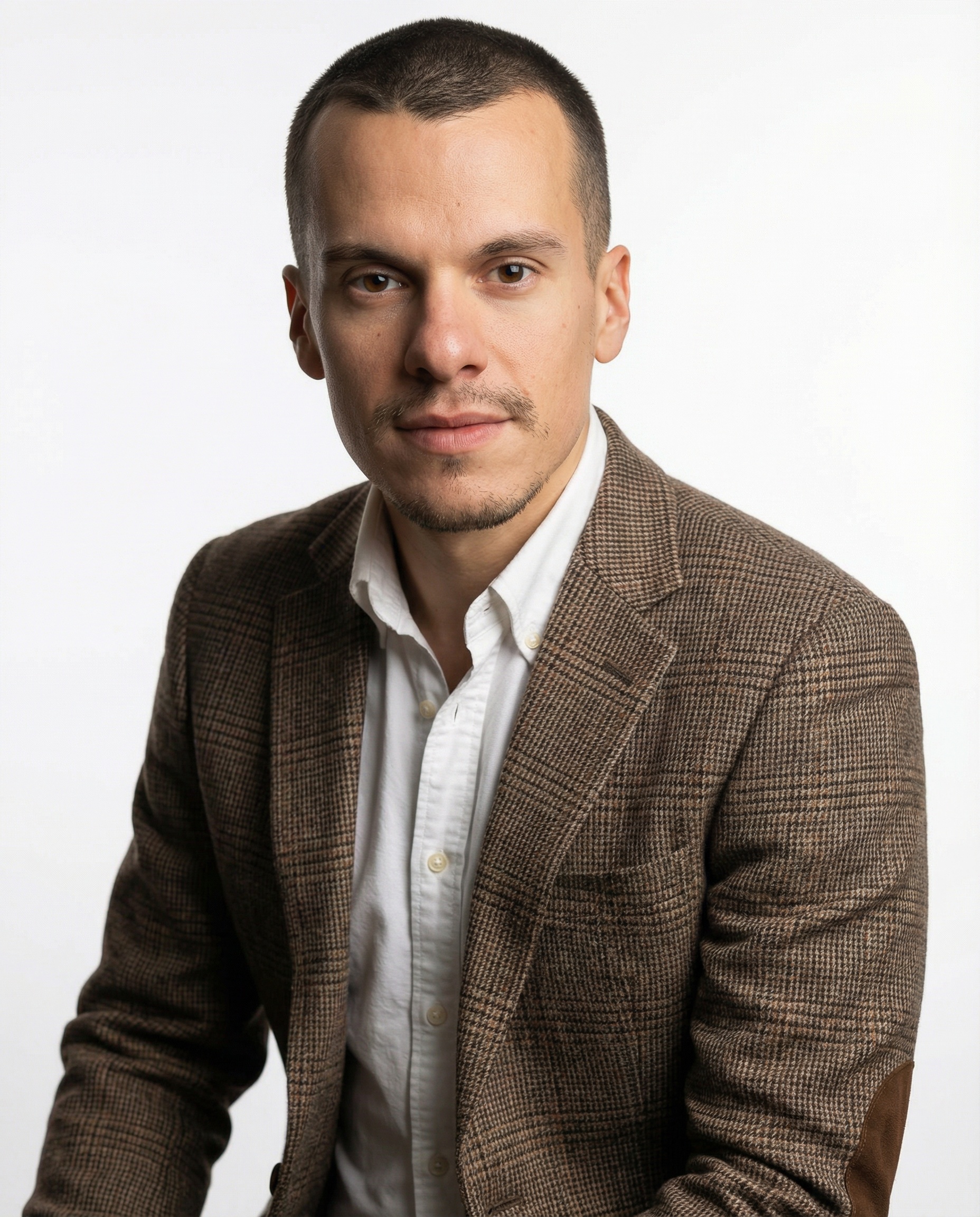 Giacca Tweed a Quadri Marrone